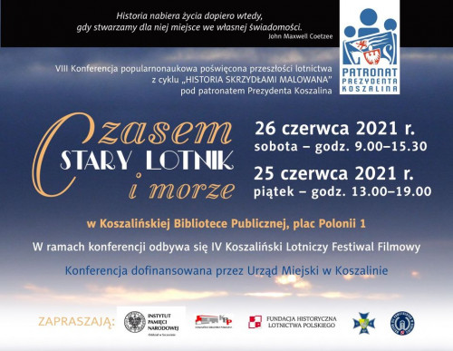 Grafika promująca VIII Koszalińską Konferencję Popularnonaukową z cyklu „Historia Skrzydłami Malowana” 